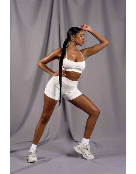 Athleisure Cross Back Ribbed Bralet White