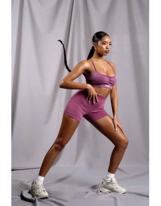 Athleisure Cross Back Ribbed Bralet Purple