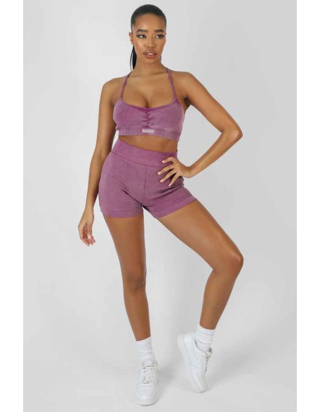 Athleisure Cross Back Ribbed Bralet Purple