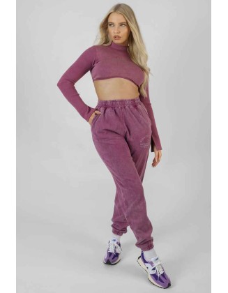 Athleisure High Neck Underbust Top Purple