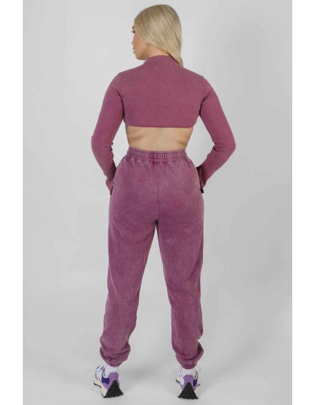 Athleisure High Neck Underbust Top Purple
