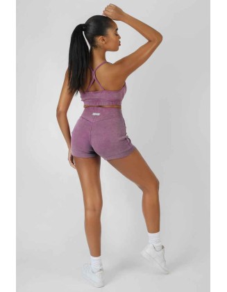 Athleisure Ribbed Booty Shorts Purple