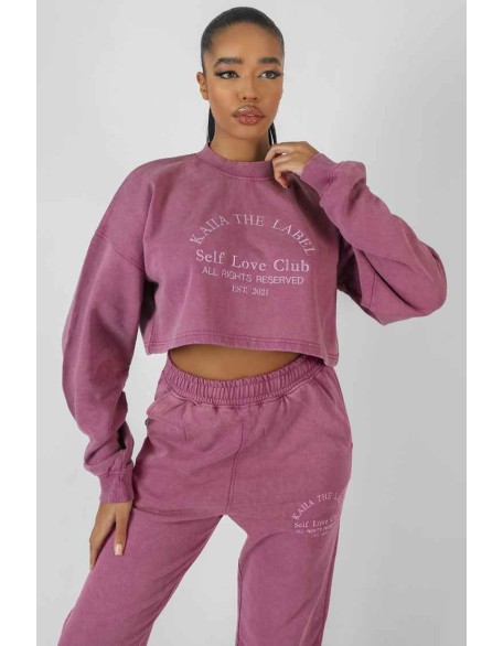 Self Love Club Cropped Sweatshirt Purple