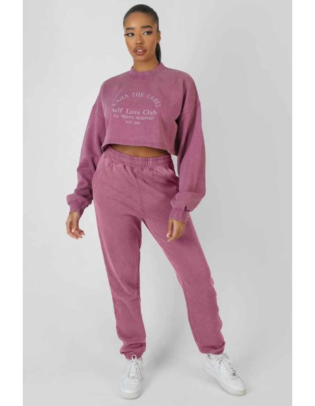 Self Love Club Cropped Sweatshirt Purple