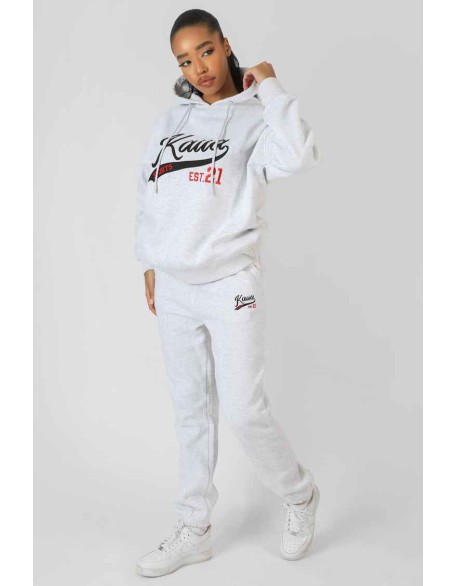 Varsity Embroidery Oversized Hoodie Oatmeal Marl