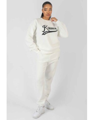 Varsity Embroidery 90'S Joggers Ecru
