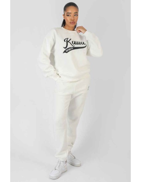 Varsity Embroidery 90'S Joggers Ecru