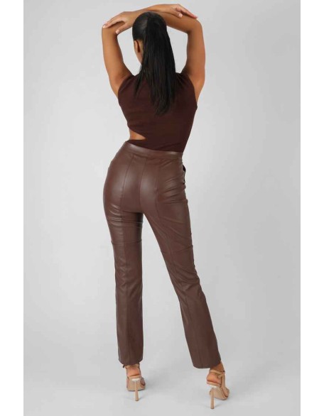 Asymmetric Cut Away Bodysuit Chocolate
