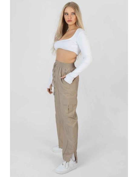 Ribbed Underbust Square Neck Crop Top White
