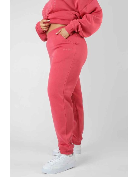 Curve Tonal Embroidery Joggers Coral