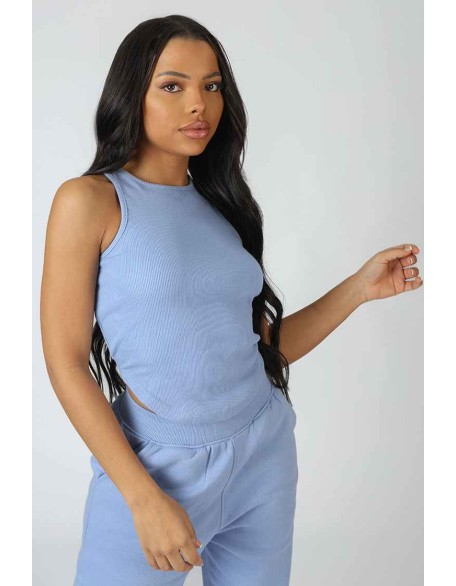 Dipped Hem Racer Top Bluebell
