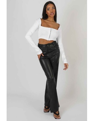 Square Neck Hook And Eye Top White