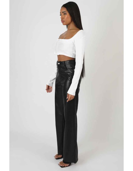 Square Neck Hook And Eye Top White