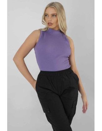 High Neck Rib Bodysuit Violet