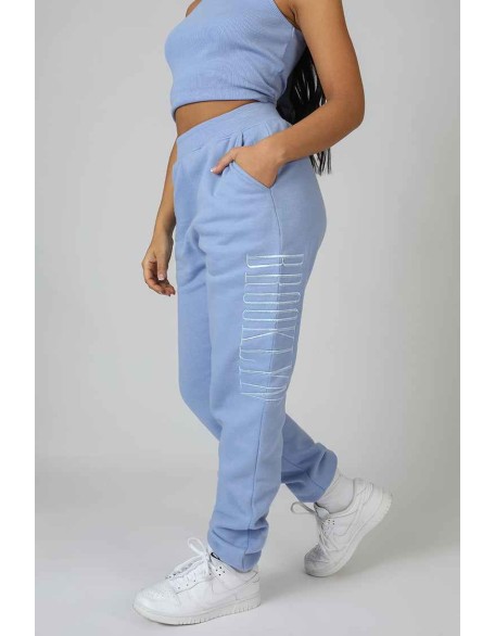 Brooklyn Embroidered 90'S Joggers Bluebell