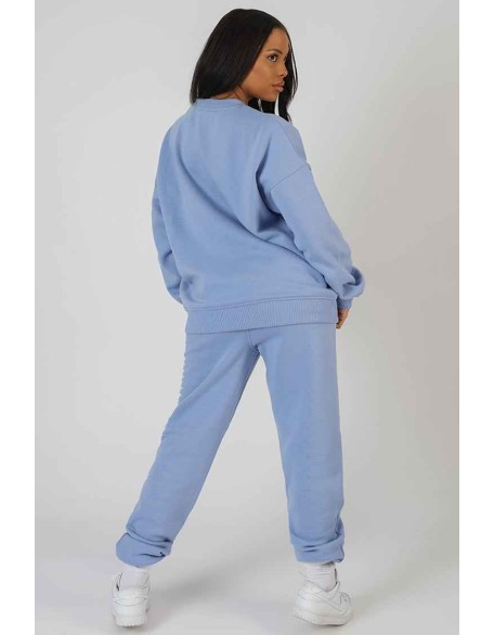 Brooklyn Embroidered 90'S Joggers Bluebell