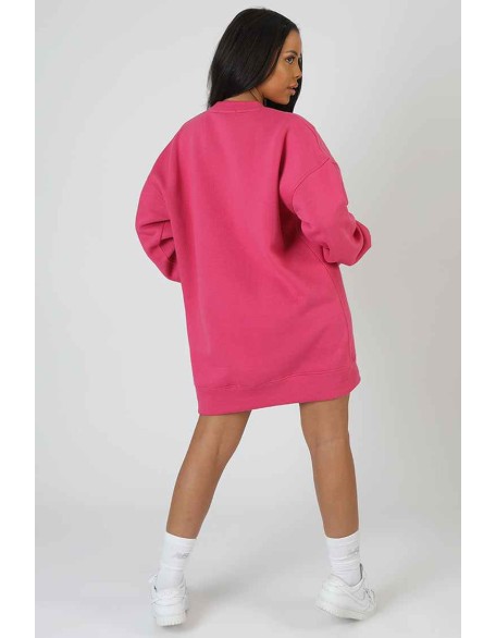 Kaiia Embroidered Sweat Dress Pink