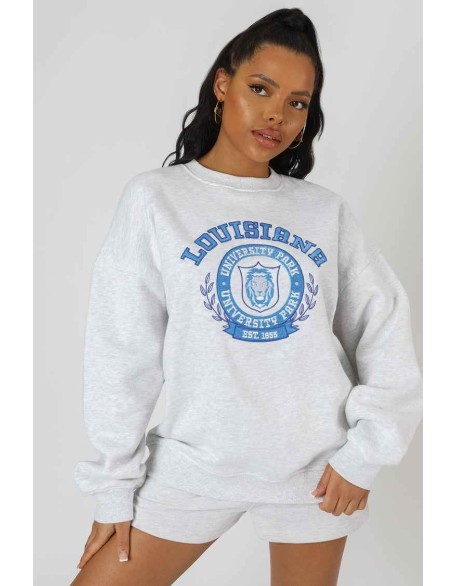 Louisiana Embroidered Sweatshirt Oatmeal Marl