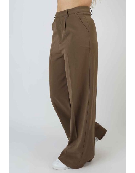 Wide Leg Split Hem Tailored Trousers Mushroom