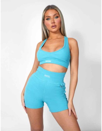 V Neck Kaiia Sport Bralet Ocean Blue