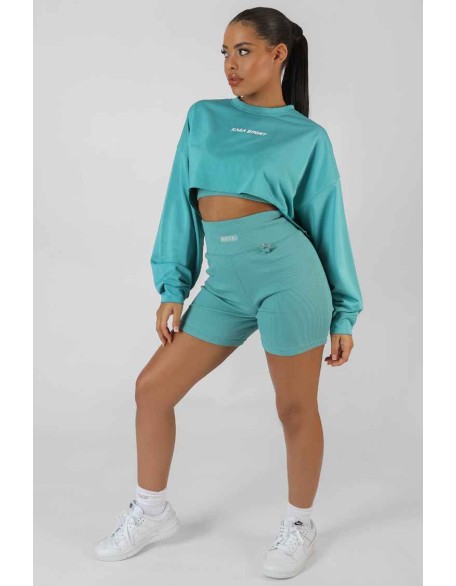 Oversized Super Cropped Kaiia Sport Sweatshirt Blue