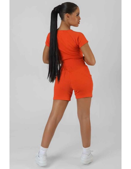 Pocket Detail Kaiia Sport Cycling Short Sunset Orange