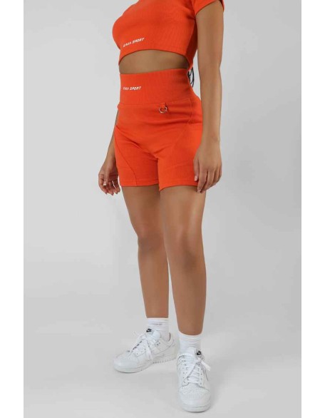 Pocket Detail Kaiia Sport Cycling Short Sunset Orange