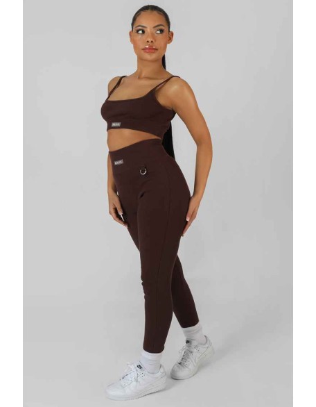 Square Neck Kaiia Sport Strappy Bralet Chocolate