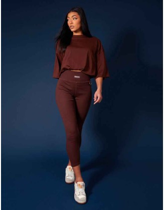 Ribbed Kaiia Sport Leggings Chocolate