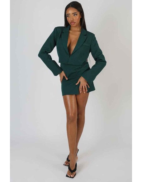 Split Front Mini Skirt Forest Green