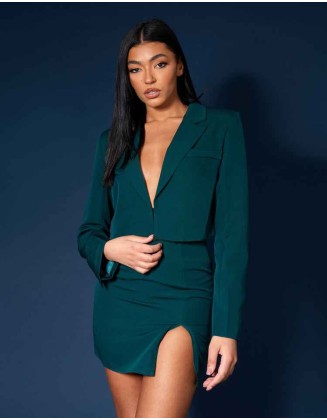 Cropped Blazer Forest Green