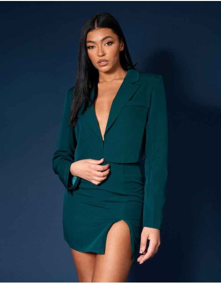 Cropped Blazer Forest Green