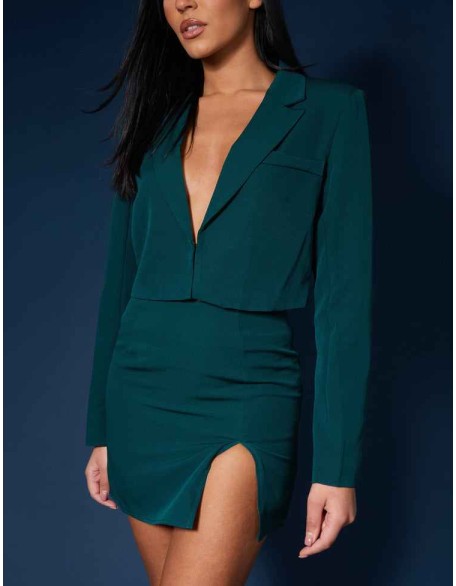 Cropped Blazer Forest Green
