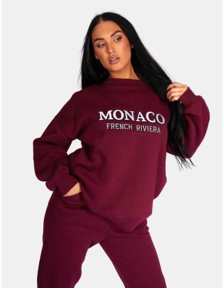 Monaco Embroidered Sweatshirt Berry