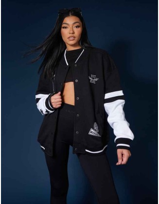 Kaiia Logo Varsity Jacket Black