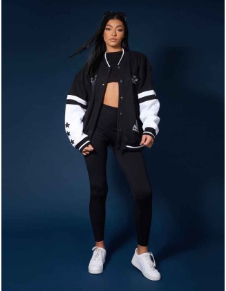Kaiia Logo Varsity Jacket Black