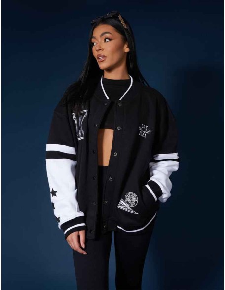 Kaiia Logo Varsity Jacket Black