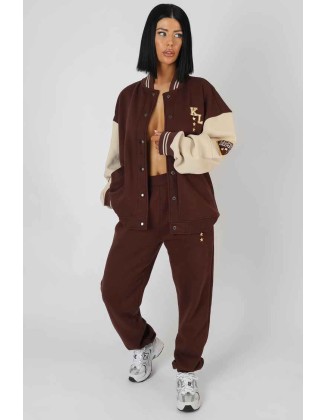 Kaiia Varsity 90'S Jogger Chocolate