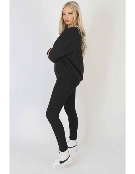 Michigan Embroidered Slogan Oversized Sweatshirt Black