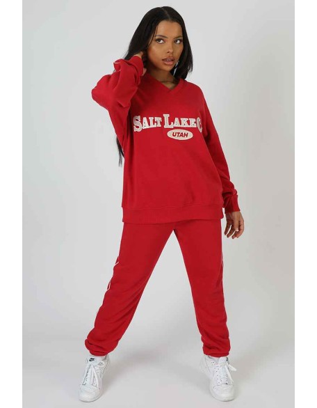 90'S Piping Detail Jogger Red