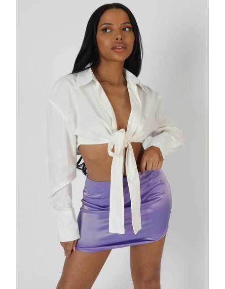 Wrap Waist Poplin Shirt White