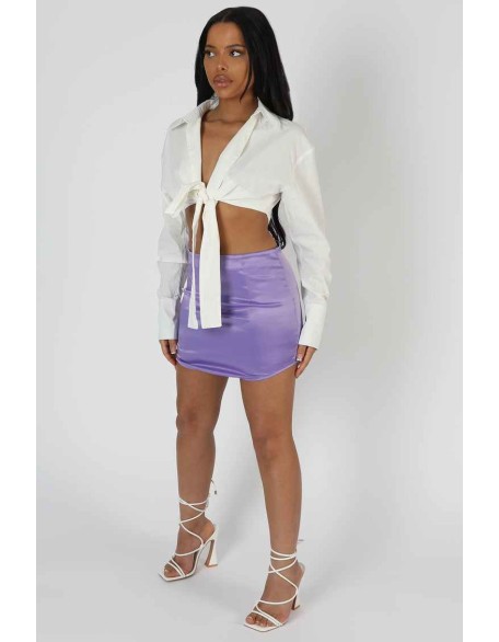 Wrap Waist Poplin Shirt White