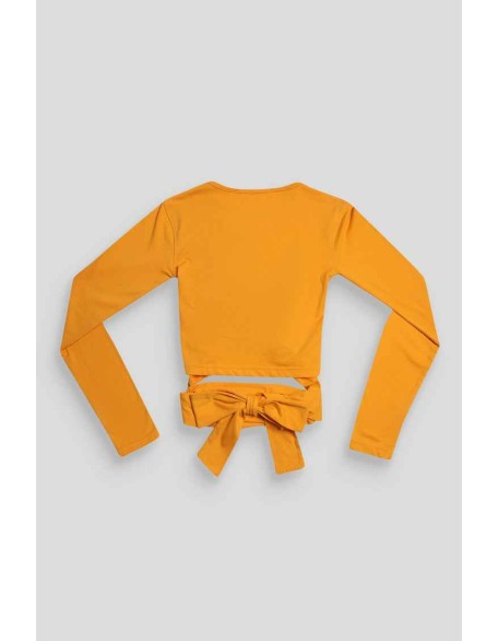 Long Sleeve Wrap Waist Crop Top Mango