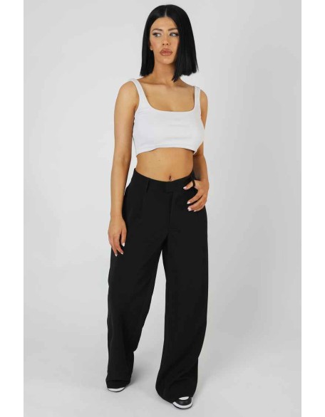 Square Neck Ribbed Crop Top Ecru