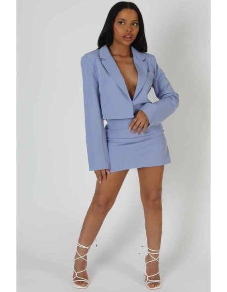 Split Front Mini Skirt Bluebell