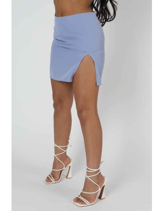 Split Front Mini Skirt Bluebell