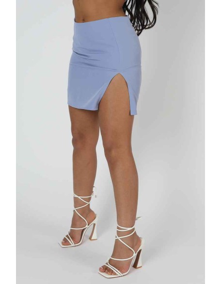 Split Front Mini Skirt Bluebell