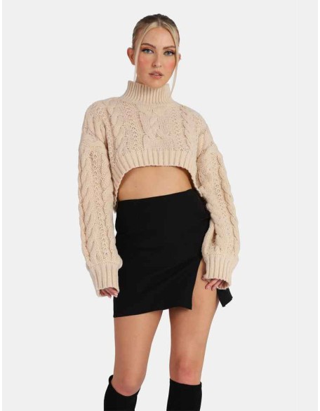 Split Front Mini Skirt Black