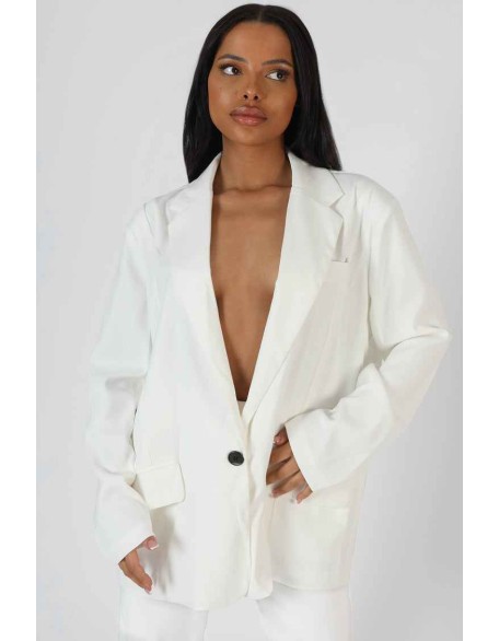 Oversized Dad Blazer White