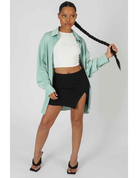 Satin Oversized Shirt Mint